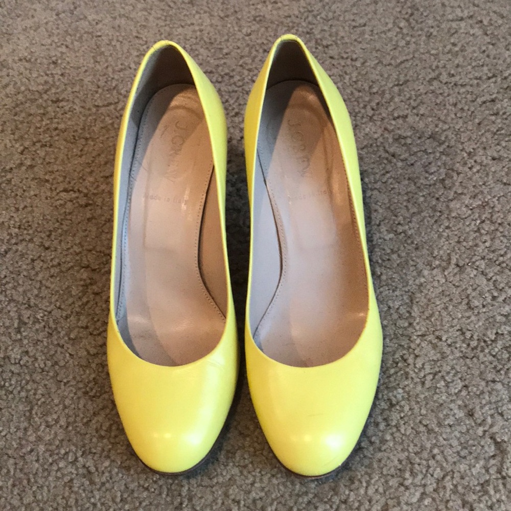 J Crew yellow leather pumps